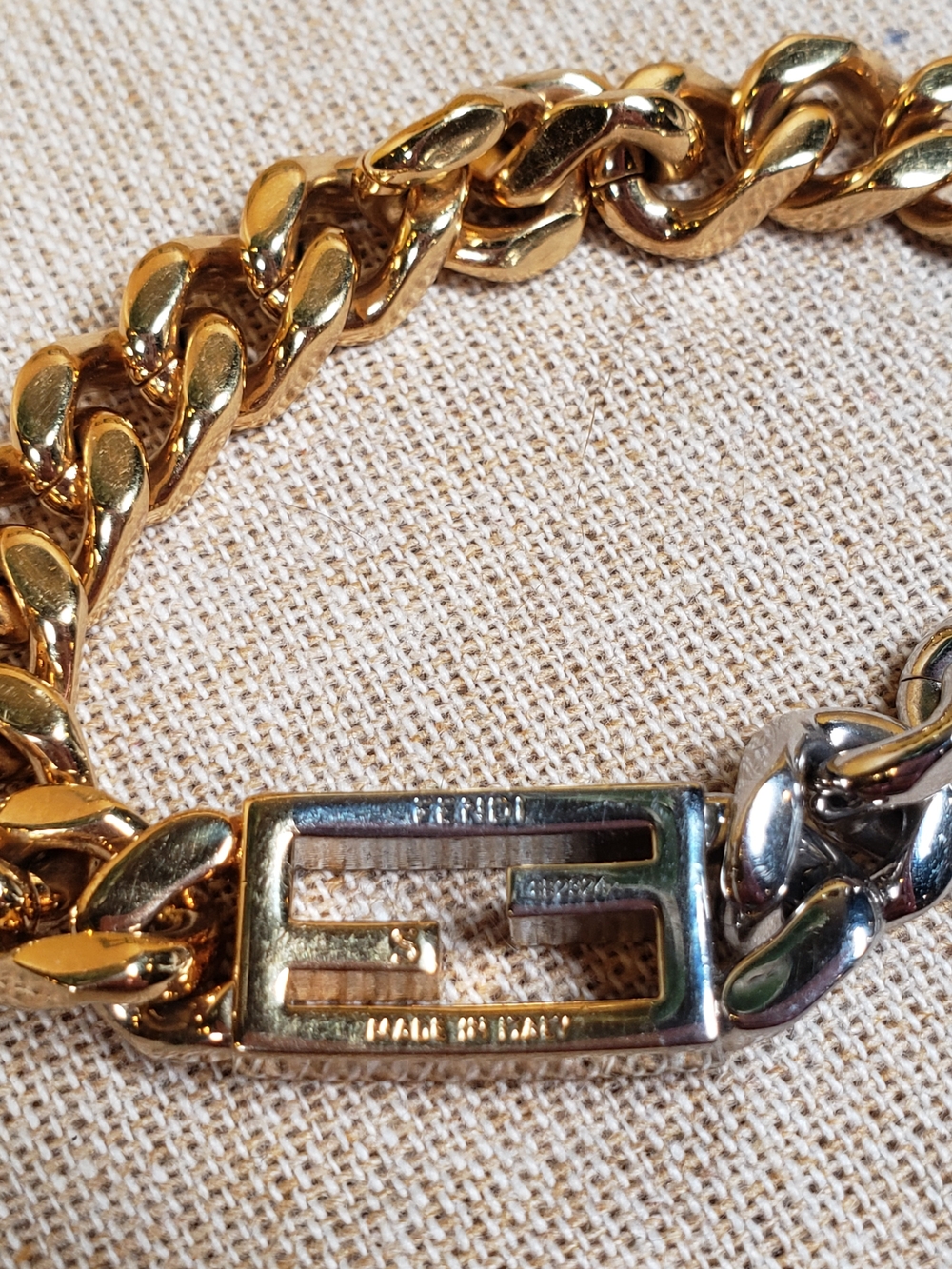 Fendi FF Two-Tone Chain Bracelet - Gold-Toned & Palladium - Excellent Condition - Picture 12 of 16